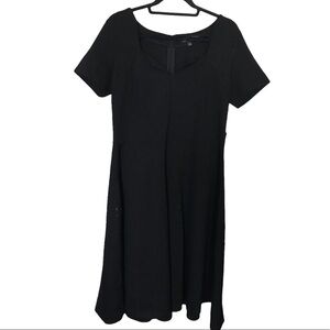 NWT Eloquii notch neckline short sleeve A line dress Black